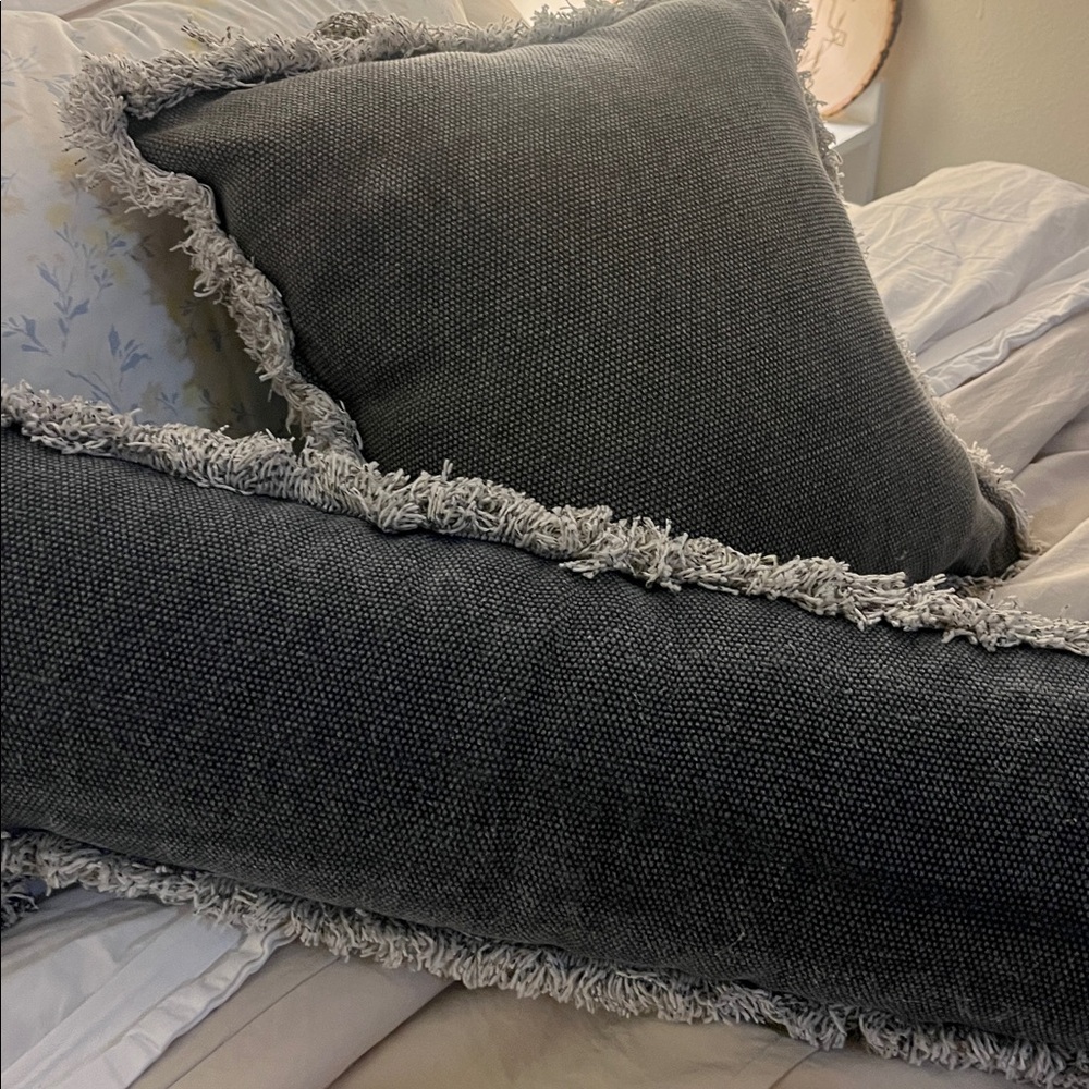Mud Pie Charcoal and Cream Tassel Pillow Set. Let me know if you only want one 😊 - Picture 6 of 8